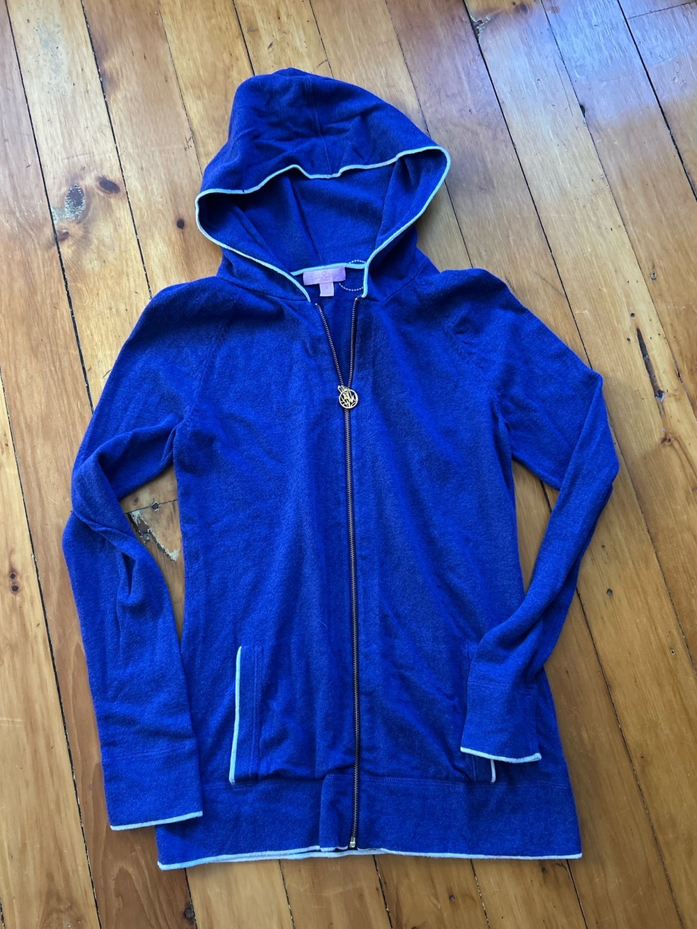 Lilly Pulitzer Zip Up Hoodie Woman’s Blue Purple Josephine Cotton Blend small